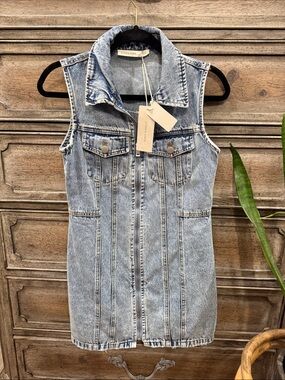 Altar'd State Light Blue Denim Mini Dress Sz Medium *FITS LIKE A SMALL